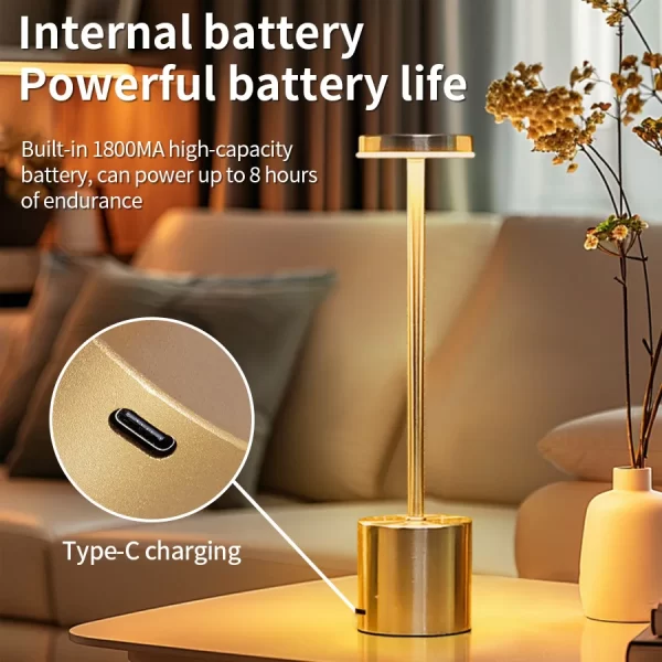 2pcs USB Rechargeable LED Desk Lamp Stepless Dimming Tricolor Touch Night Light Bedside Light Bar Hotel Decoration