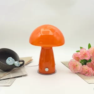 Bauhaus vintage style mushroom lamp Nordic style bedroom bedside ins girly internet-famous living room glass ambient nightlight - Image 2