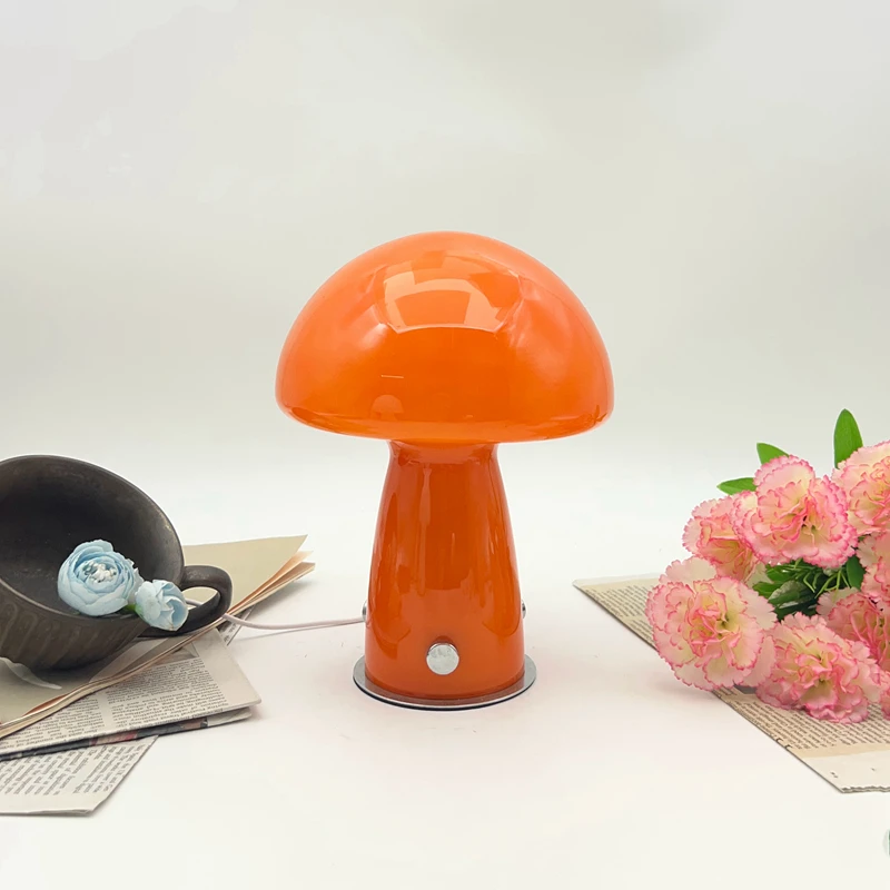 Bauhaus vintage style mushroom lamp Nordic style bedroom bedside ins girly internet-famous living room glass ambient nightlight - Image 2
