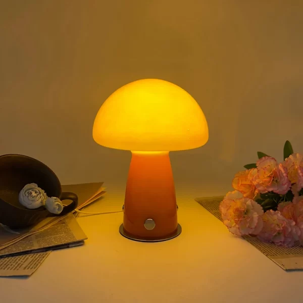 Bauhaus vintage style mushroom lamp Nordic style bedroom bedside ins girly internet-famous living room glass ambient nightlight
