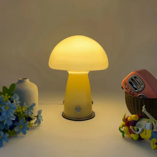 Bauhaus vintage style mushroom lamp Nordic style bedroom bedside ins girly internet-famous living room glass ambient nightlight