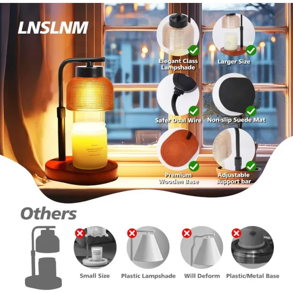 Candle Warmer Lamp with Timer Adjustable Height, Dimmable, 24-Hour Timer for Home Decor & Gifts Candle Warmer Lamp