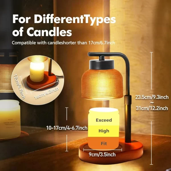 Candle Warmer Lamp with Timer Adjustable Height, Dimmable, 24-Hour Timer for Home Decor & Gifts Candle Warmer Lamp