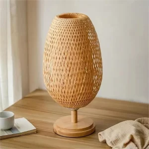 Decorative Handmade E27 Long or Short Light Rusitc Style Bamboo Woven Table Lamp Bamboo Tea Room Bedroom  Dining Room - Image 2