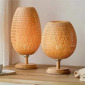 Decorative Handmade E27 Long or Short Light Rusitc Style Bamboo Woven Table Lamp Bamboo Tea Room Bedroom  Dining Room - Image 3