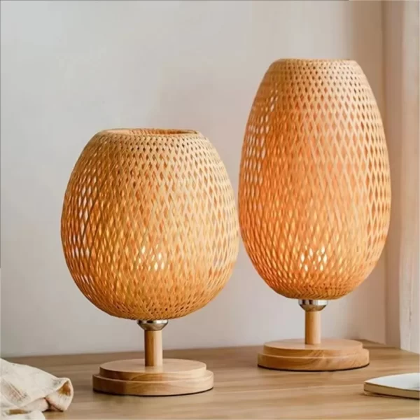 Decorative Handmade E27 Long or Short Light Rusitc Style Bamboo Woven Table Lamp Bamboo Tea Room Bedroom  Dining Room
