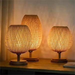 Decorative Handmade E27 Long or Short Light Rusitc Style Bamboo Woven Table Lamp Bamboo Tea Room Bedroom  Dining Room - Image 6