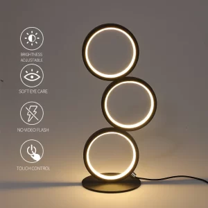 Dimming Table Lamp Intelligent Touch Ring Night Light Bedroom Simple Modern Living Room Lamp Monochrome Circle DeskTable Lamp