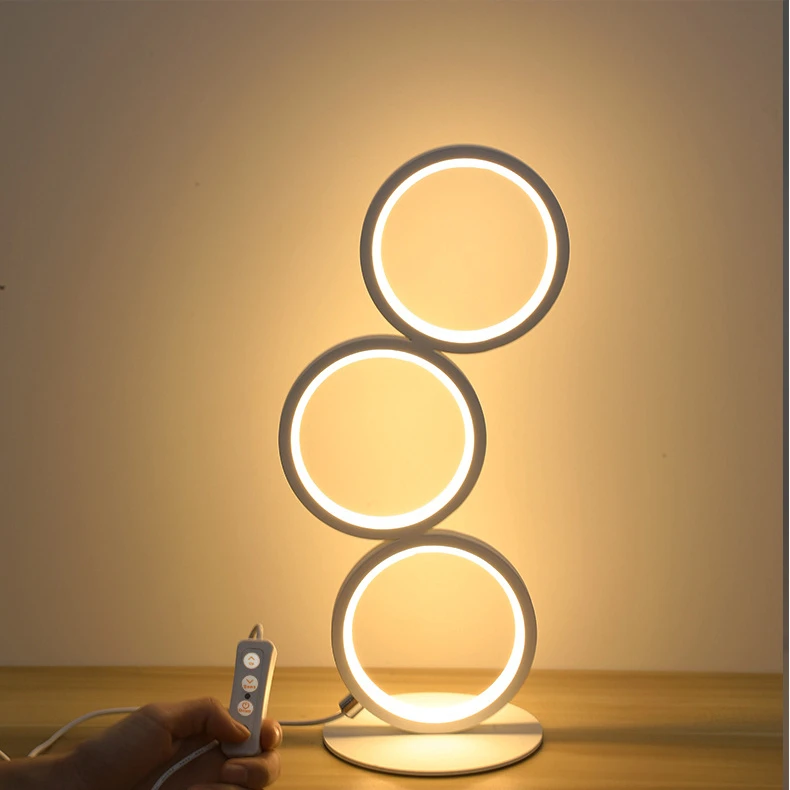 Dimming Table Lamp Intelligent Touch Ring Night Light Bedroom Simple Modern Living Room Lamp Monochrome Circle DeskTable Lamp - Image 8