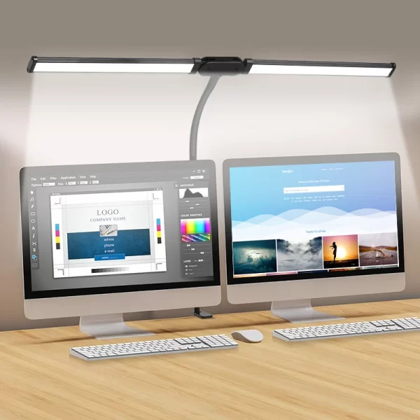 Folding Double Head Led Desk Lamps Stepless Dimmable Eye-Caring 24W Table Lamp  Monitor Light for office Study Reading Lighting