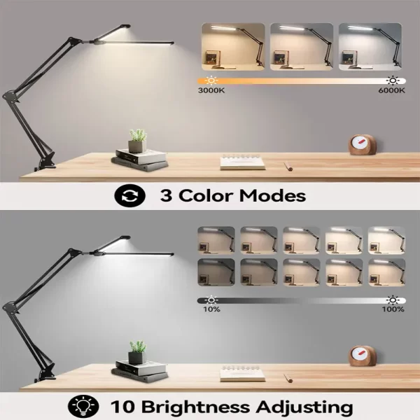 Folding Double Head Led Desk Lamps Stepless Dimmable Eye-Caring 24W Table Lamp  Monitor Light for office Study Reading Lighting