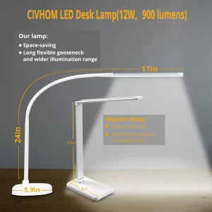 LOOPITYS LED Desk Lamp, Swing Arm Architect Task Lamp with Long Flexible Gooseneck, 3 Color Modes, and USB Adapter - Image 3