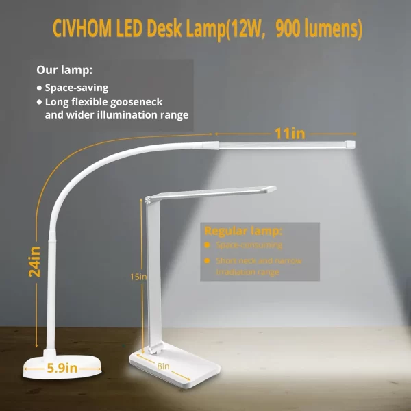 LOOPITYS LED Desk Lamp, Swing Arm Architect Task Lamp with Long Flexible Gooseneck, 3 Color Modes, and USB Adapter