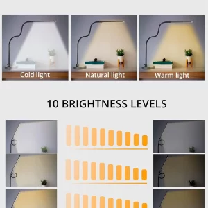 LOOPITYS LED Desk Lamp, Swing Arm Architect Task Lamp with Long Flexible Gooseneck, 3 Color Modes, and USB Adapter - Image 4