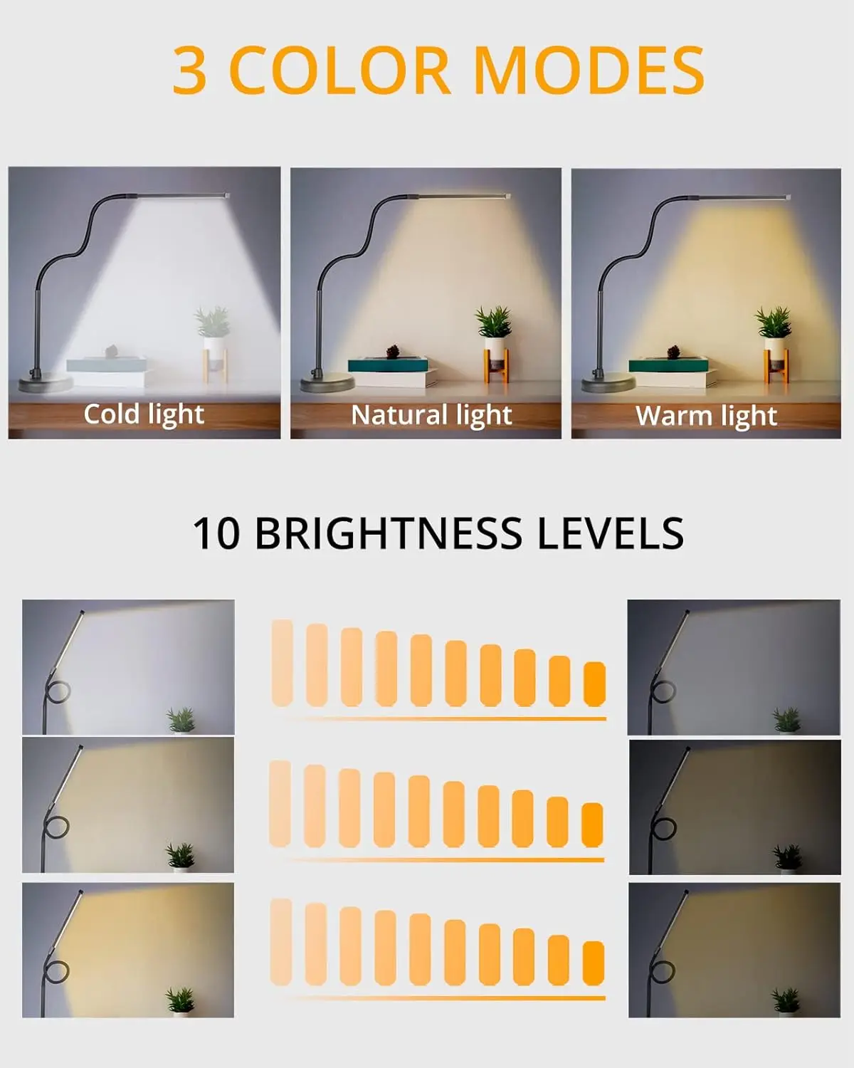 LOOPITYS LED Desk Lamp, Swing Arm Architect Task Lamp with Long Flexible Gooseneck, 3 Color Modes, and USB Adapter - Image 4