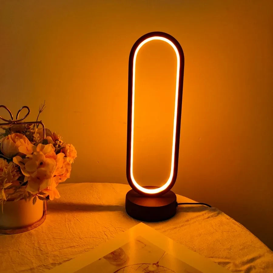 Lamp bedroom Ring Lamp Living Room Three-color Dimming Bedside Lamp LED Night Light - Image 6