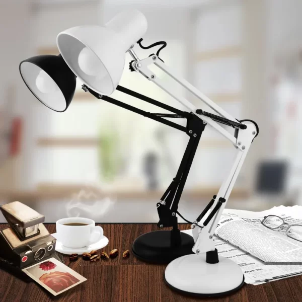 Modern Long Arm Led Lamp Desk Iron Ac85-220v E27 Base Folding Clamp Table Light Read Study Lighting 5w Bulb Included