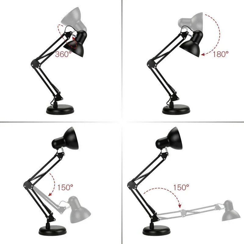 Modern Long Arm Led Lamp Desk Iron Ac85-220v E27 Base Folding Clamp Table Light Read Study Lighting 5w Bulb Included - Image 6