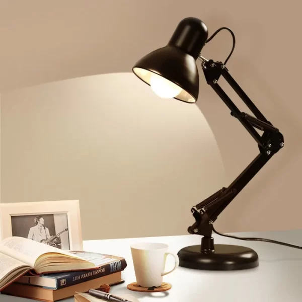 Modern Long Arm Led Lamp Desk Iron Ac85-220v E27 Base Folding Clamp Table Light Read Study Lighting 5w Bulb Included