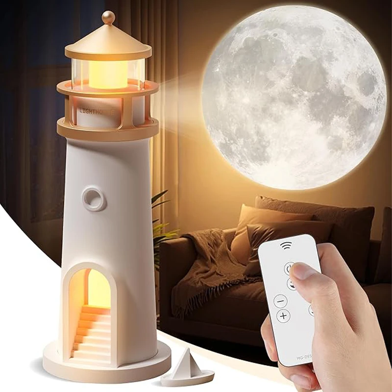 Moon Lamp Projection Lighthouse Lamps Night Light Remote Control Bluetooth Music Motion Sensor Ambient Lights Xmas Birthday Gift - Image 2