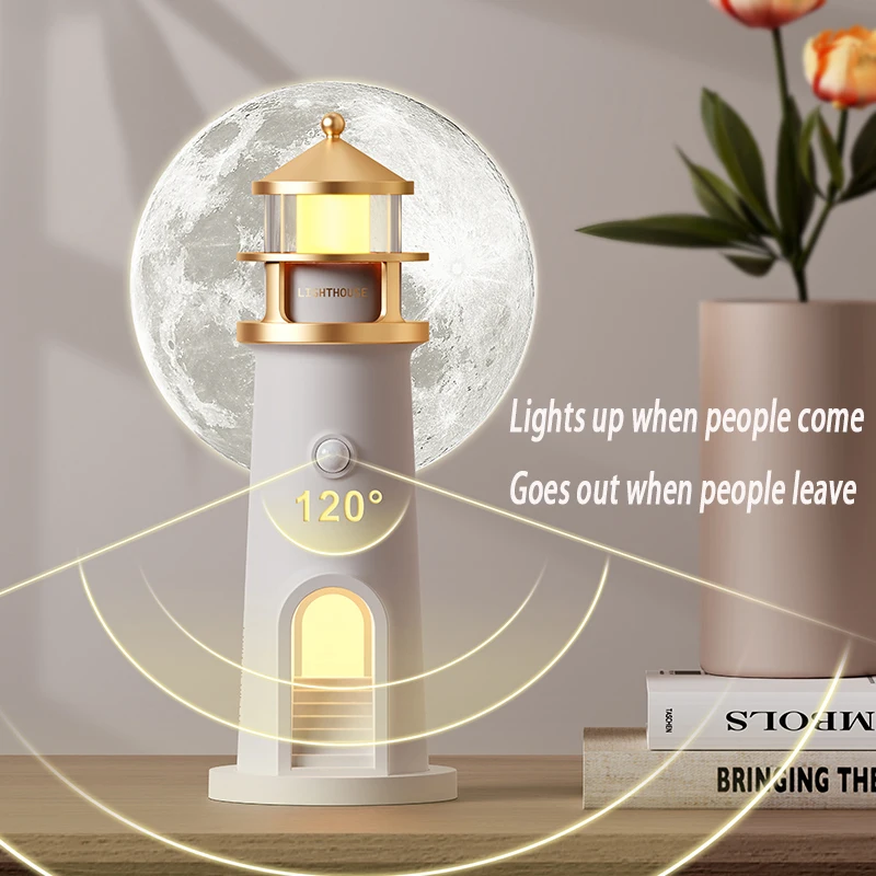 Moon Lamp Projection Lighthouse Lamps Night Light Remote Control Bluetooth Music Motion Sensor Ambient Lights Xmas Birthday Gift - Image 3