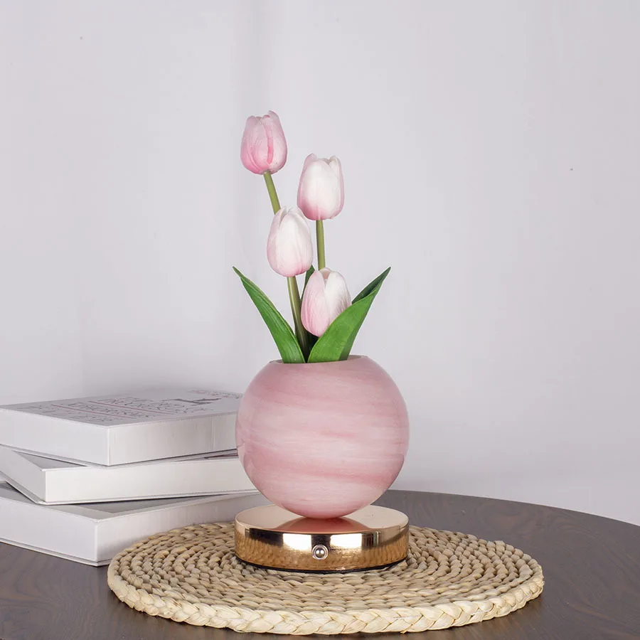 New tulip night light, simulated flower bouquet table lamp, decorative bedroom bedside mood light, dreamy planet lamp - Image 6