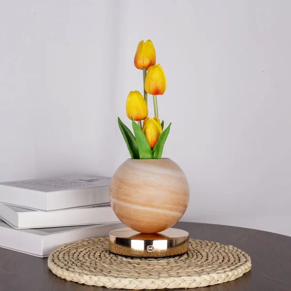 New tulip night light, simulated flower bouquet table lamp, decorative bedroom bedside mood light, dreamy planet lamp