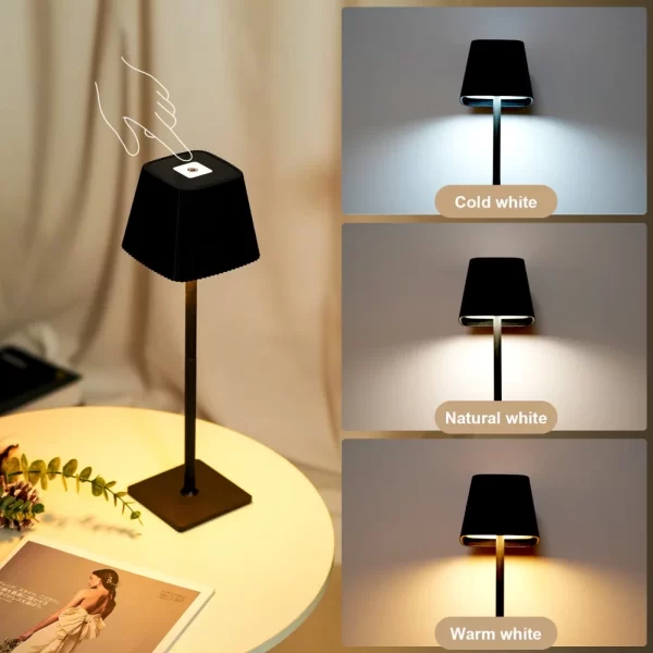Portable Table Lamp Touch Led Lamp for Home Battery Operated Lamp Outdoor Waterproof Cordless 4000mAh