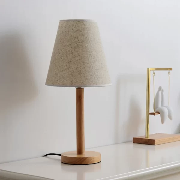 Nordic Wood Cloth Table Lamp Bedroom Bedside Modern Simple Wooden Fabric Desk Lamp Study Table Light Fixtures Living Room Decor
